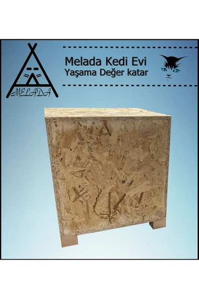 MELADA Kedi Evi Dış Ortam Uygun Ahşap Kedi Evi OSB 40x37x34 cm - 2