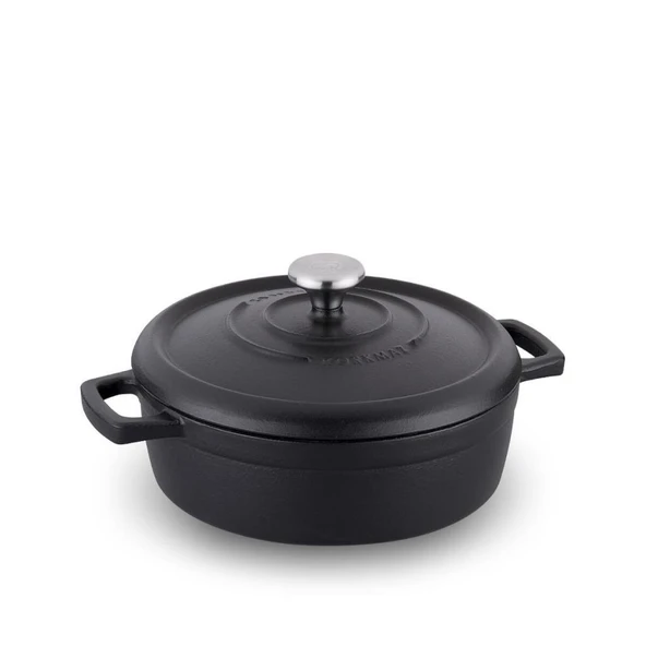 KORKMAZ A2849 CASTA DÖKÜM KISA TENCERE 26*7 SİYAH ürün görseli