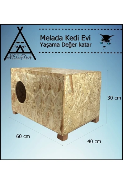 GOXAWEE Melada Kedi Evi Dış Ortam Uygun Ahşap Kedi Evi OSB 60x40x30 cm - 4