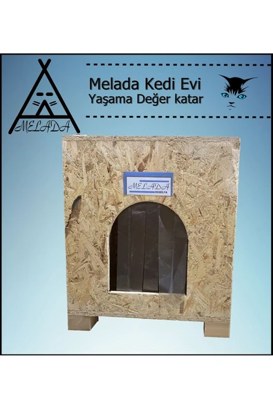 MELADA Kedi Evi Dış Ortam Uygun Ahşap Kedi Evi OSB 40x37x34 cm