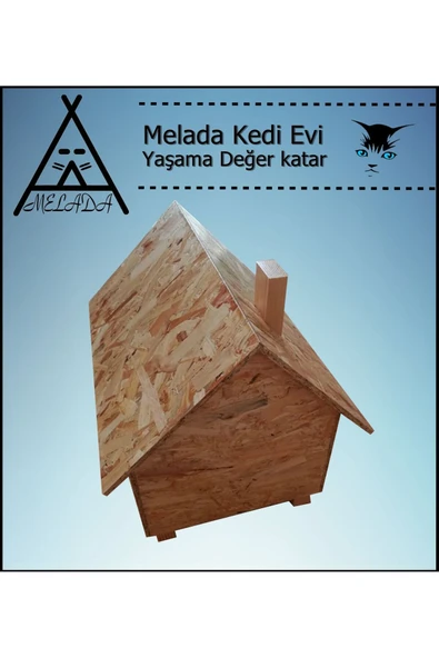 MELADA Kedi Evi Dış Ortam Uygun Ahşap Kedi Evi OSB 50x50x35 cm - 4