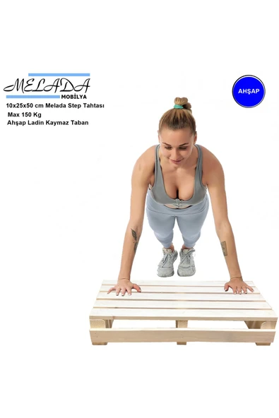 Ergonomimarket 10 Cm Yükseklikte Doğal Ahşaptan Ev Içi Kullanıma Uygun Kaymaz Tabanlı Step Tahtası 25 Cm X 37 Cm