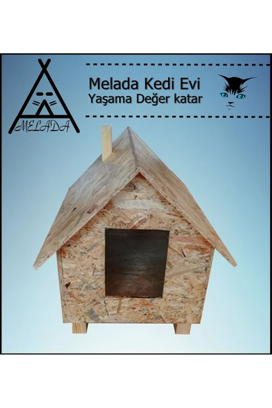 MELADA Kedi Evi Dış Ortam Uygun Ahşap Kedi Evi OSB 50x50x35 cm