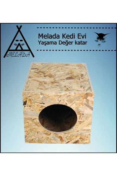 MELADA Kedi Evi Dış Ortam Uygun Ahşap Kedi Evi OSB 34x27x24 cm
