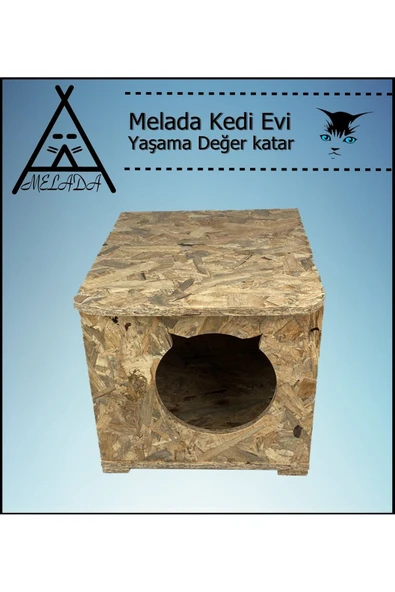 MELADA Kedi Evi Dış Ortam Uygun Ahşap Kedi Evi OSB 45x35x34 cm - 2
