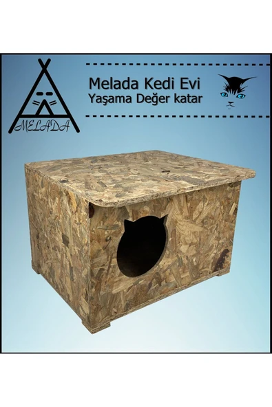 MELADA Kedi Evi Dış Ortam Uygun Ahşap Kedi Evi OSB 50x35x30 cm - 2
