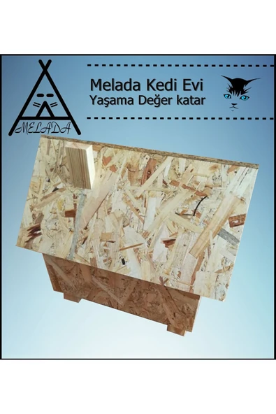 MELADA Kedi Evi Dış Ortam Uygun Ahşap Kedi Evi OSB 46x34x34 cm - 4