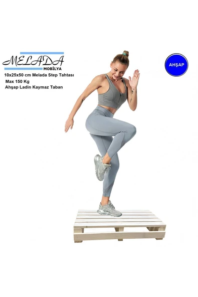 Melada Mobilya 10 Cm Yükseklikte Doğal Ahşaptan Ev Içi Kullanıma Uygun Kaymaz Tabanlı Step Tahtası 25 Cm X 50 Cm - 4