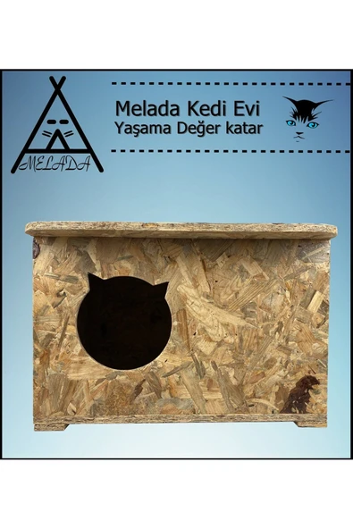 MELADA Kedi Evi Dış Ortam Uygun Ahşap Kedi Evi OSB 50x35x30 cm - 4