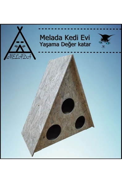 MELADA Kedi Evi Dış Ortam Uygun Ahşap Kedi Evi OSB 78x76x35 cm - 4