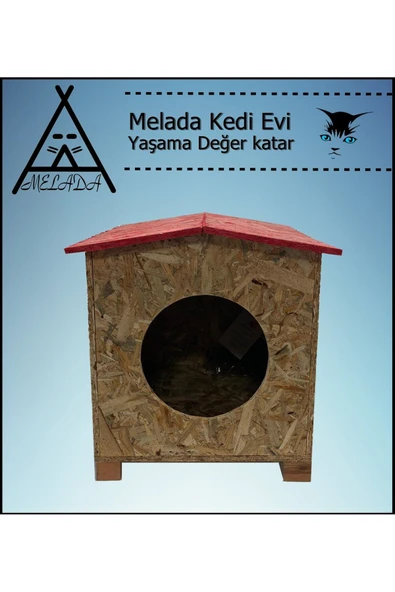 MELADA Kedi Evi Dış Ortam Uygun Ahşap Kedi Evi OSB 39x37x34 cm - 2