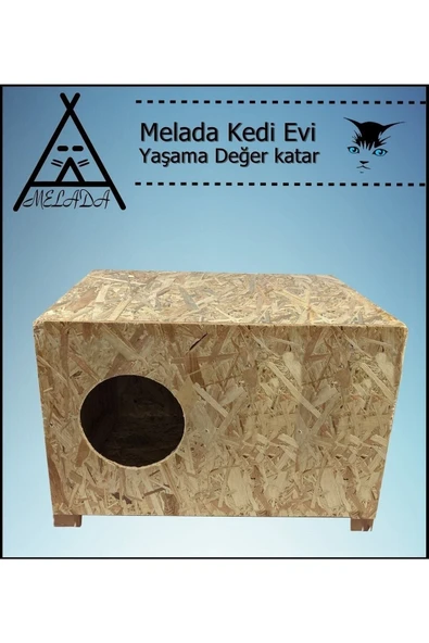 GOXAWEE Melada Kedi Evi Dış Ortam Uygun Ahşap Kedi Evi OSB 60x40x30 cm - 3