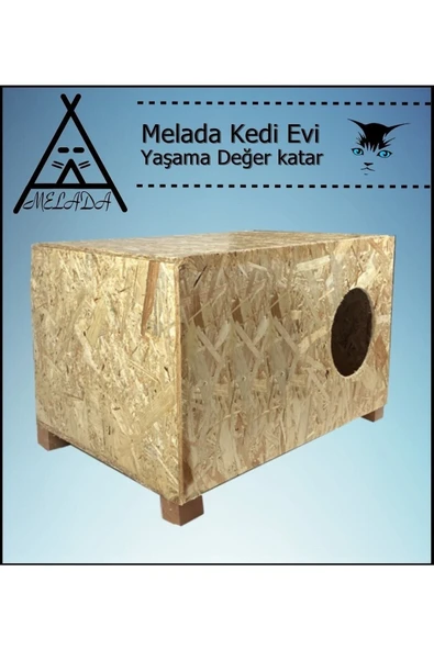 GOXAWEE Melada Kedi Evi Dış Ortam Uygun Ahşap Kedi Evi OSB 60x40x30 cm - 2