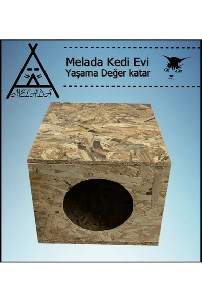 MELADA Kedi Evi Dış Ortam Uygun Ahşap Kedi Evi OSB 40x37x34 cm - 5
