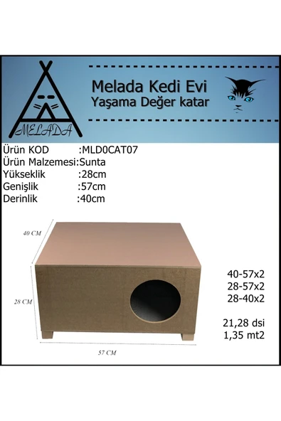 MELADA Kedi Evi Dış Ortam Uygun Ahşap Kedi Evi 57x40x28 cm - 5