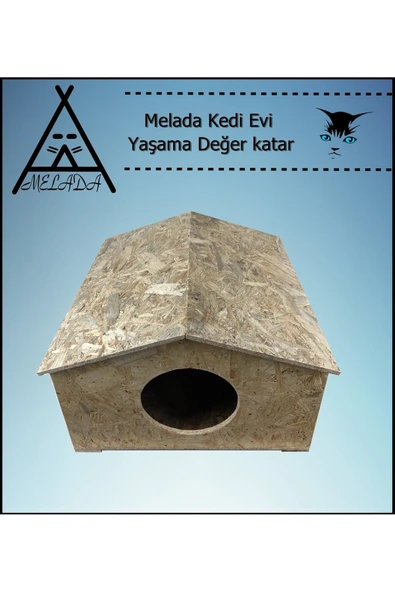 MELADA Kedi Evi Dış Ortam Uygun Ahşap Kedi Evi OSB 50x50x35 cm - 4