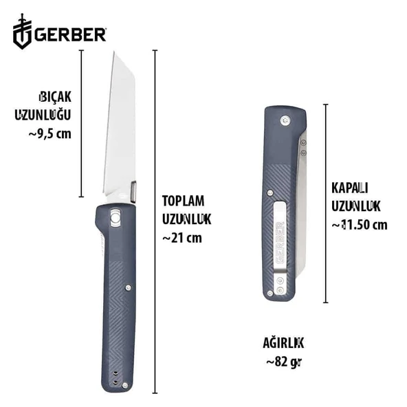Gerber Gear Pledge Cep Çakısı – Cep Klipsli Katlanır Bıçak – Mavi - 6