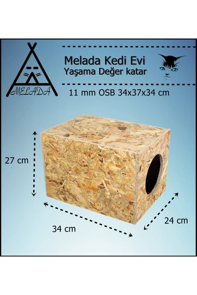 MELADA Kedi Evi Dış Ortam Uygun Ahşap Kedi Evi OSB 34x27x24 cm - 2