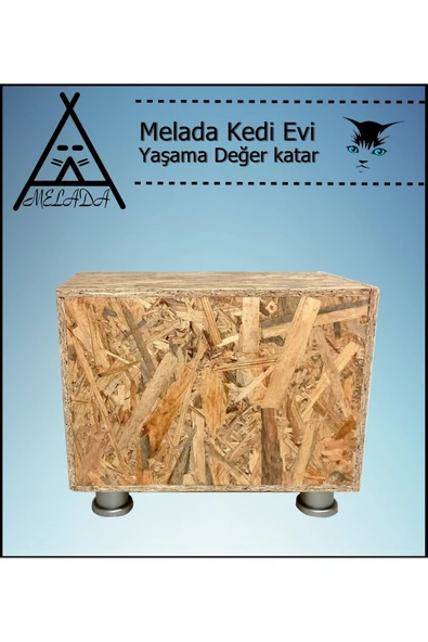 MELADA Kedi Evi Dış Ortam Uygun Ahşap Kedi Evi OSB Plastik Ayak 40x40x30 cm - 4