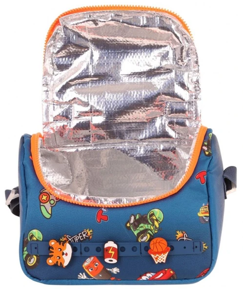 Kaukko Kids Isı Yalıtımlı, Silikon Aksesuarlı Beslenme Çantası - Lacivert Turuncu - Erkek Çocuk - L7259 - Resim 3