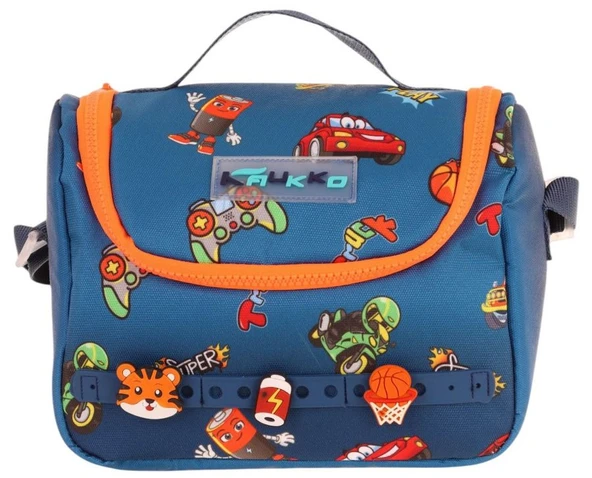Kaukko Kids Isı Yalıtımlı, Silikon Aksesuarlı Beslenme Çantası - Lacivert Turuncu - Erkek Çocuk - L7259 - Resim 2