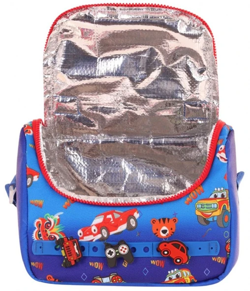 Kaukko Kids Isı Yalıtımlı, Silikon Aksesuarlı Beslenme Çantası - Mavi Kırmızı - Erkek Çocuk - L7258 - Resim 3