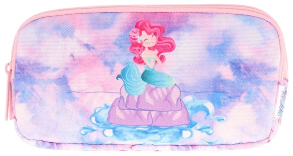 Kaukko Kids Üç Bölmeli Pembe Mavi, Denizkızı Temalı, Kız Çocuk Okul Kalem Çantası - L8217 - Resim 2