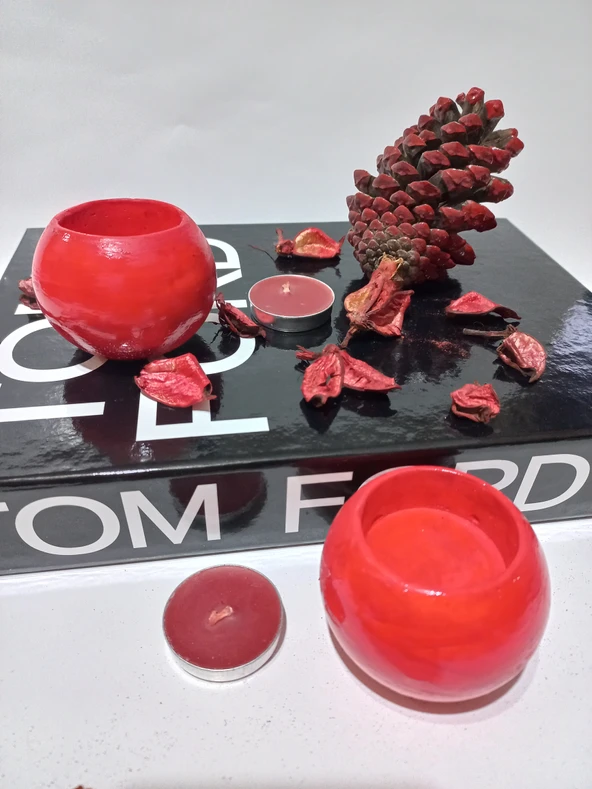 DÜZ YUVARLAK İKİLİ MUMLUK RANDOM ürün görseli 1