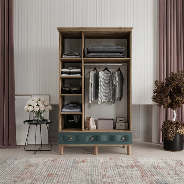 Comiet Soho 3 Kapaklı MDF Yeşil Gardırop - 3