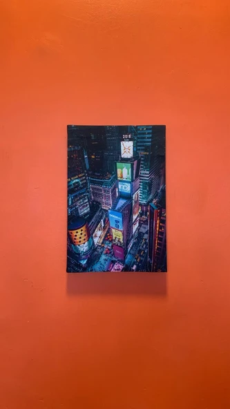 New York Times Meydanı Manzaralı Natürel Tasarım Ahşap Çerçeve Ev İşyeri Duvar Kanvas Tablo SHR3 - Resim 3