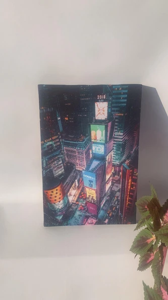 New York Times Meydanı Manzaralı Natürel Tasarım Ahşap Çerçeve Ev İşyeri Duvar Kanvas Tablo SHR3 - Resim 4