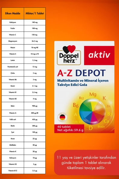 Doppelherz A-Z Depot Multivitamin 40 Tablet - Resim 4