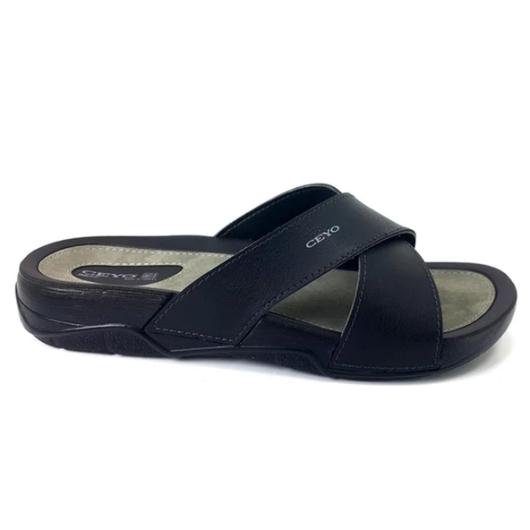 Ceyo 9877 23YT Anatomik Erkek Terlik Siyah - Resim 2