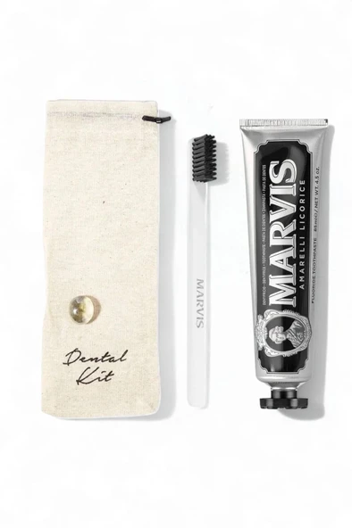 Marvis Amarelli Licorice Diş Macunu 85 ml + Yumuşak Beyaz Diş Fırçalı Dental Kit ürün görseli