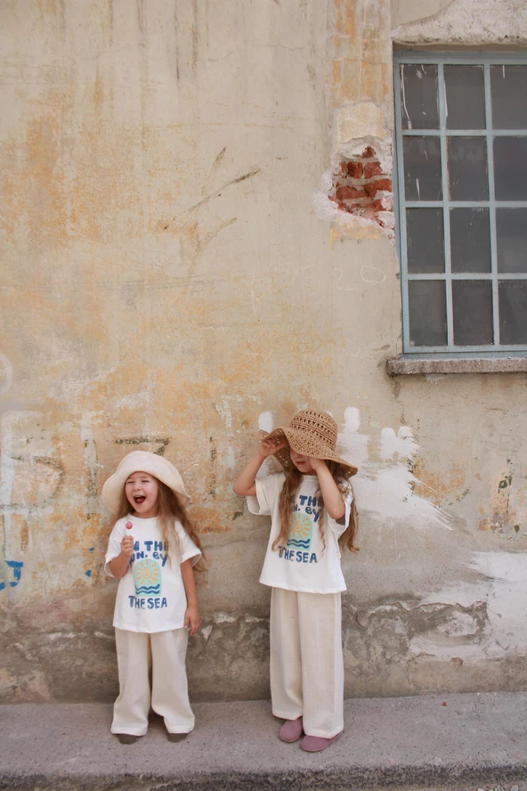 Güneş Baskılı T-shirt Müslin Pantolon Takım - 4