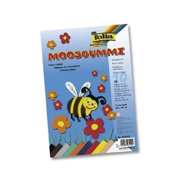 Folia Moosgummi Eva Canlı Renk 20x29 cm 10lu Set 231009 ürün görseli