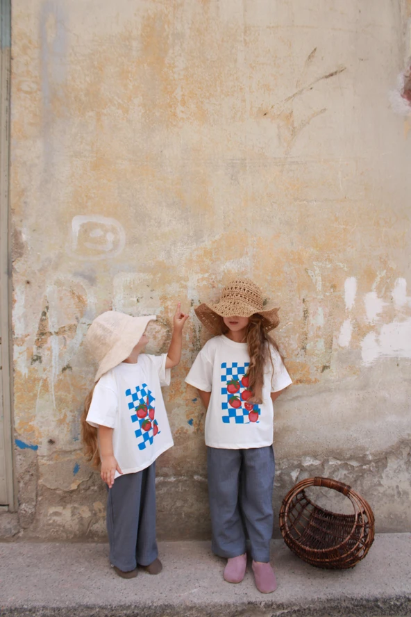 Domates Baskılı T-shirt Müslin Pantolon Takım - Resim 6