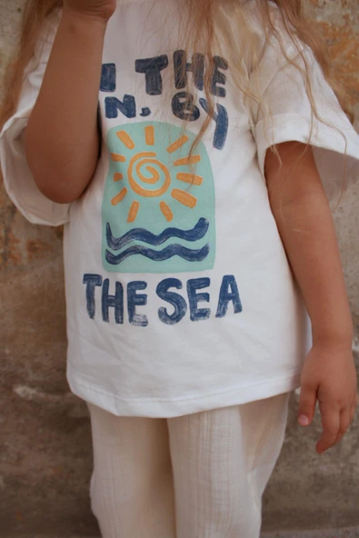 Güneş Baskılı T-shirt Müslin Pantolon Takım - 3