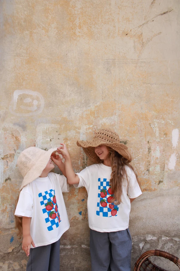 Domates Baskılı T-shirt Müslin Pantolon Takım - Resim 10