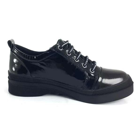 Albini 10061 22KA Günlük Bayan Ayakkabı Siyah Kırışık Rugan - Resim 3