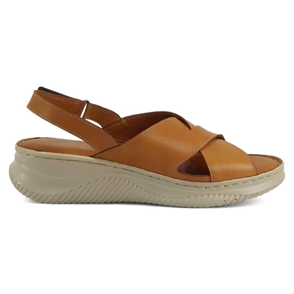 Mammamia 2855 25YS Kadın Günlük Sandalet Taba - Resim 3