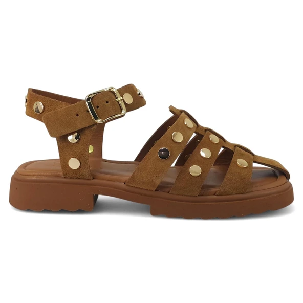 Beety 574 25YS Kadın Günlük Sandalet Taba Süet - Resim 2