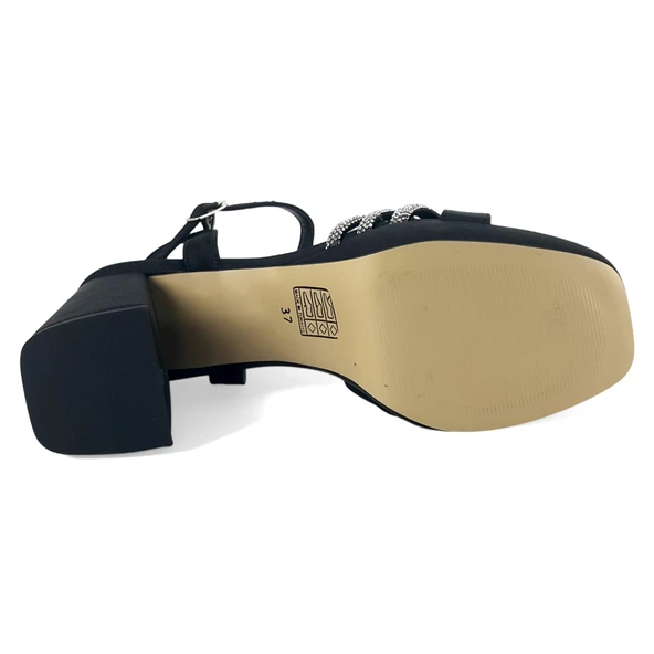 Beety 1018 1 25YA Kadın Abiye Ayakkabı Siyah Saten - Resim 4