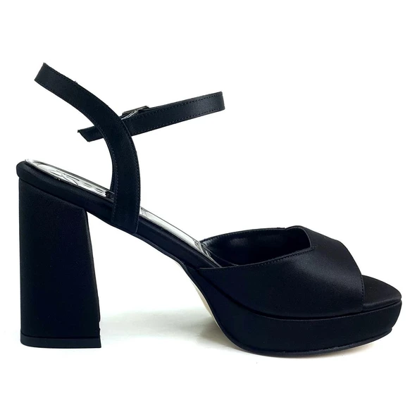 Beety 1008 24KA Kadın Abiye Ayakkabı Siyah Saten - 3