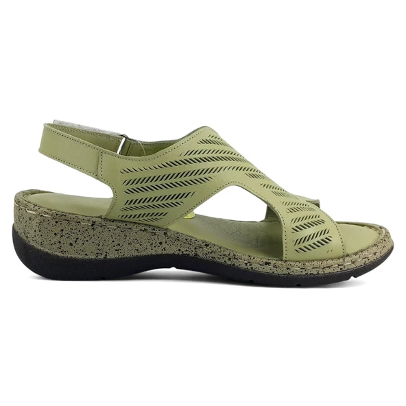 Mammamia 2880 25YS Kadın Günlük Sandalet Yeşil - Resim 3