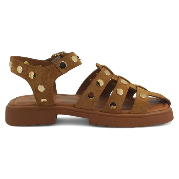 Beety 574 25YS Kadın Günlük Sandalet Taba Süet - Resim 3