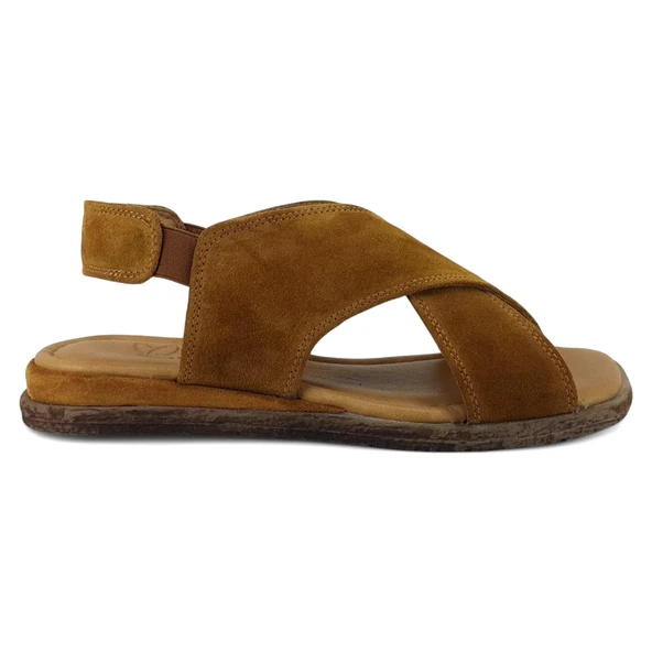 Beety 706 25YS Kadın Günlük Sandalet Taba Süet - Resim 2