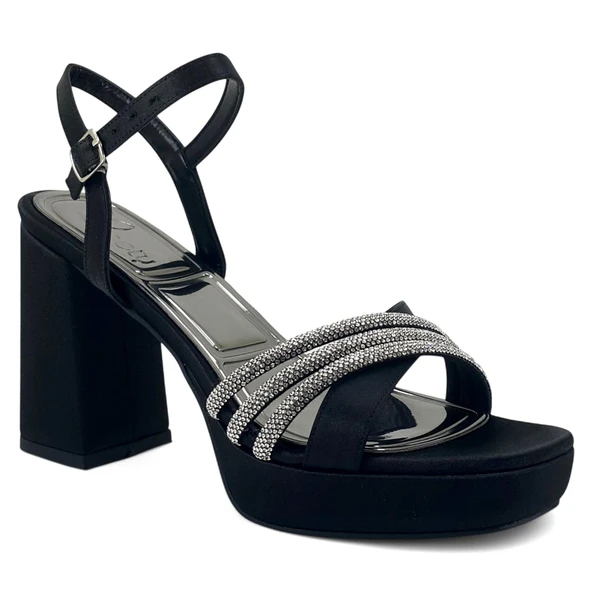 Beety 1018 1 25YA Kadın Abiye Ayakkabı Siyah Saten ürün görseli 1