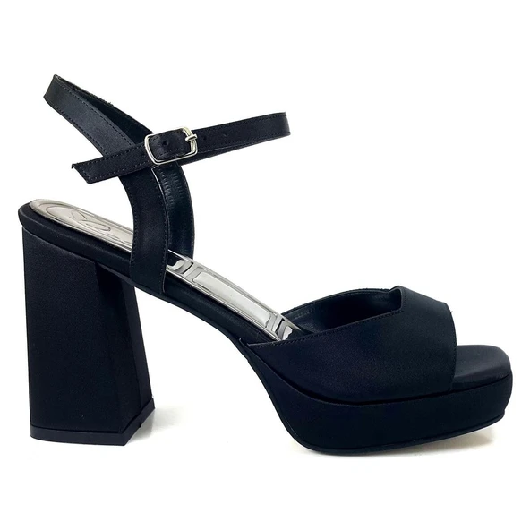 Beety 1008 24KA Kadın Abiye Ayakkabı Siyah Saten - 2