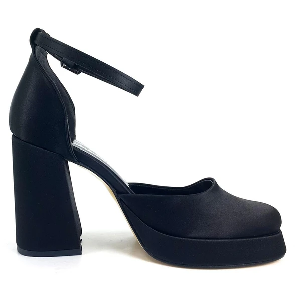 Beety 725 24KA Kadın Abiye Ayakkabı Siyah Saten - 3